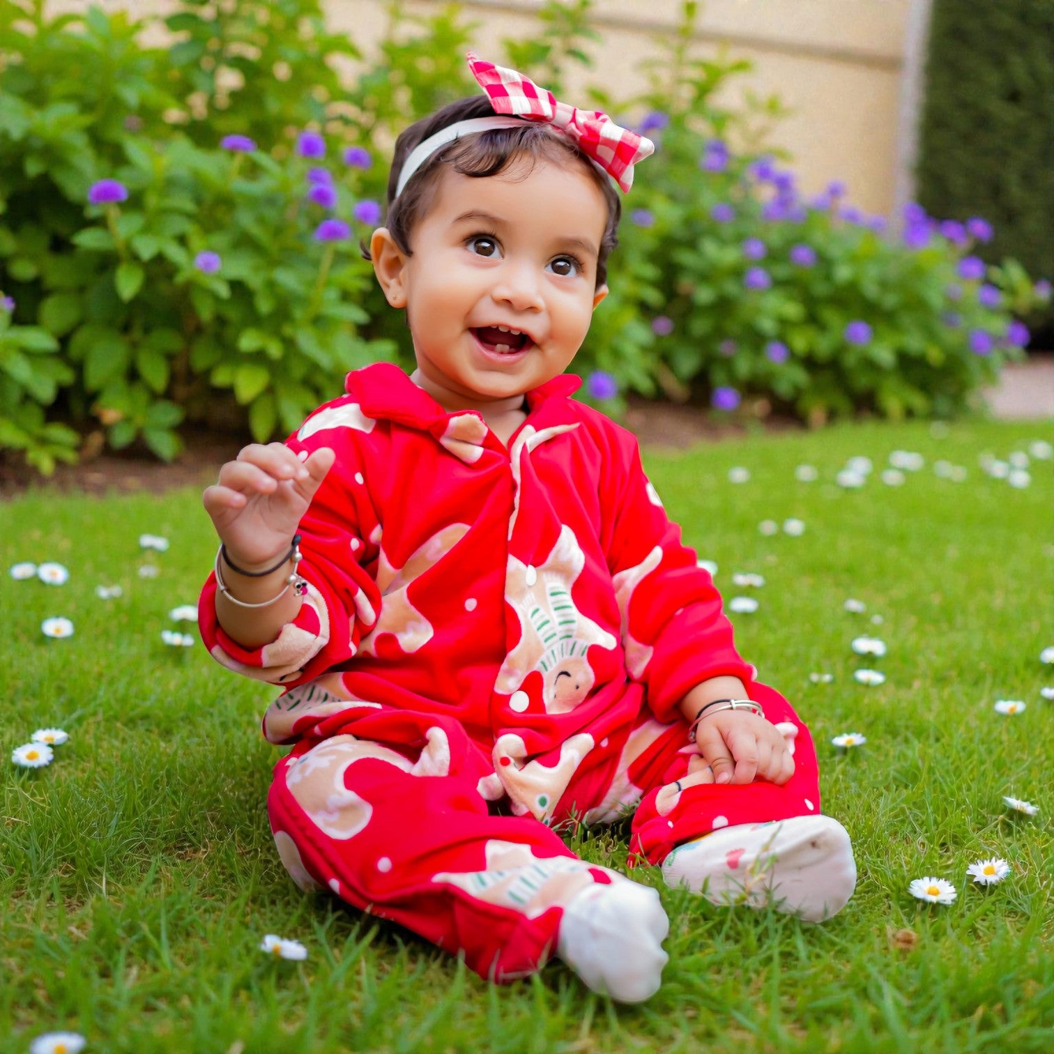 Kids Red Ginger Bread Winter Nightsuit