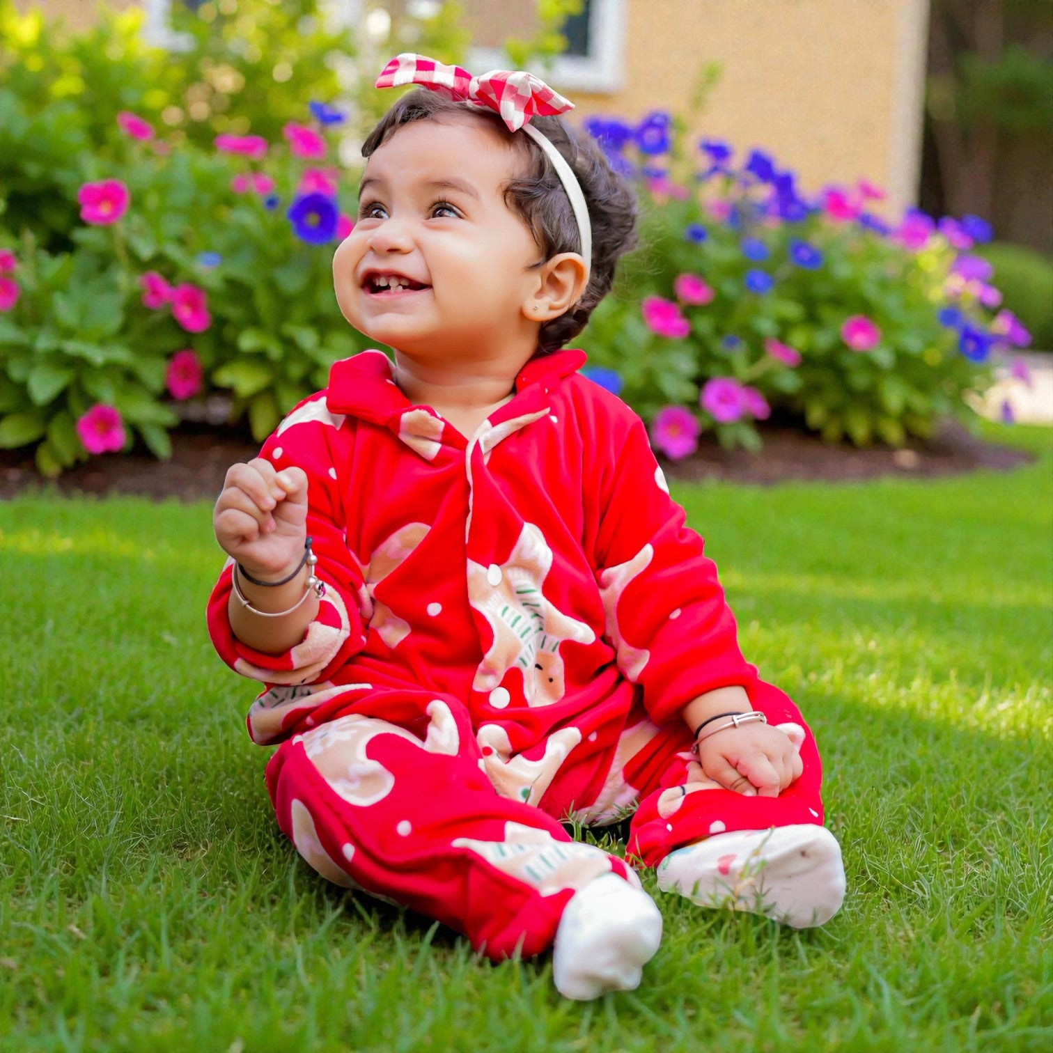 Kids Red Ginger Bread Winter Nightsuit