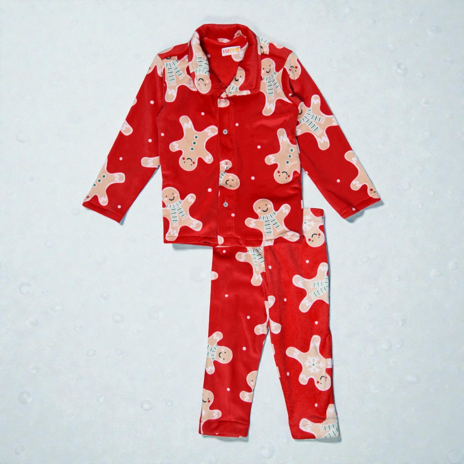 Kids Red Ginger Bread Winter Nightsuit