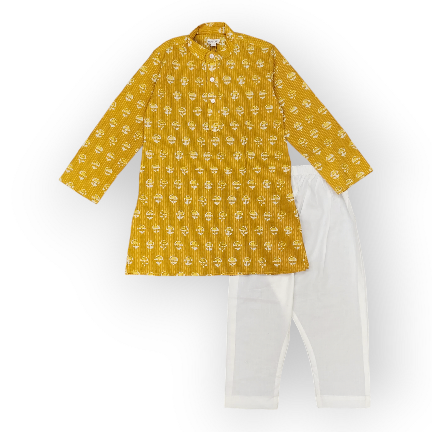Boys Mustard Kantha Kurta Set