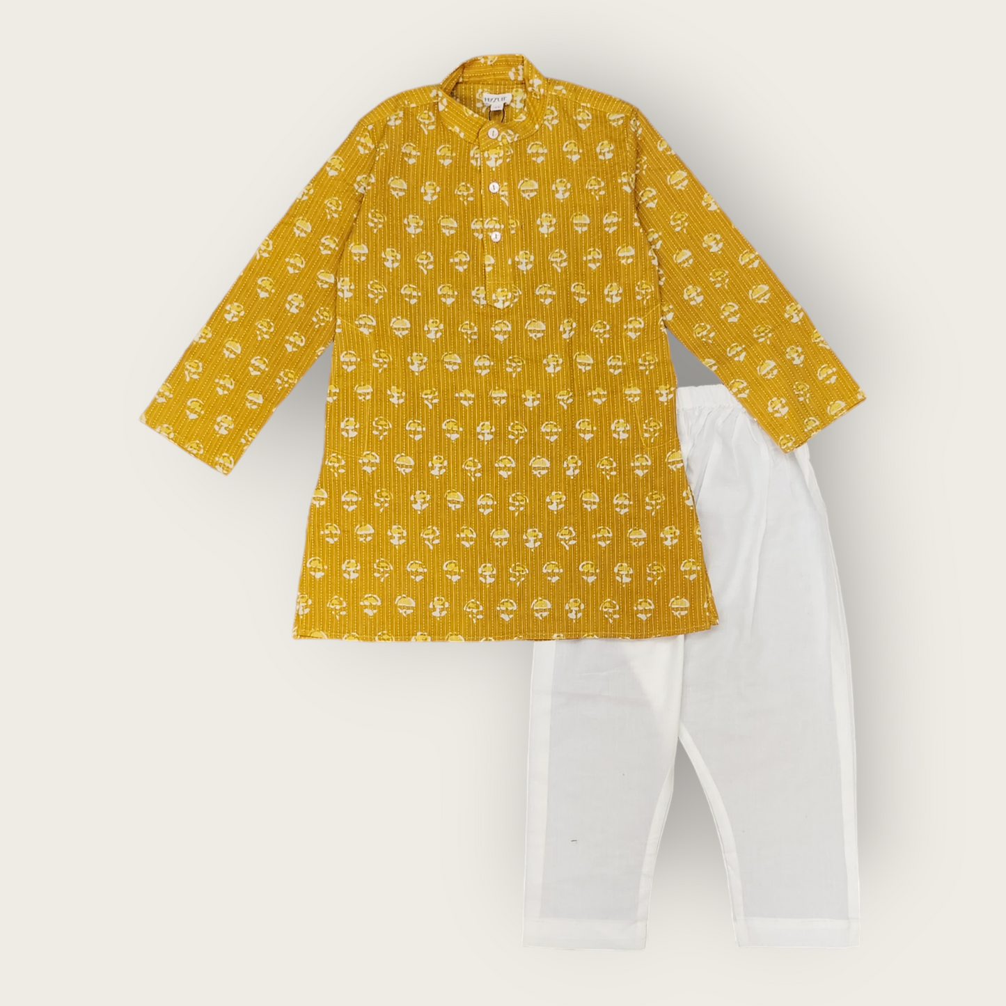 Boys Mustard Kantha Kurta Set