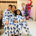 Kids White Snowglobe Flannel Nightsuit