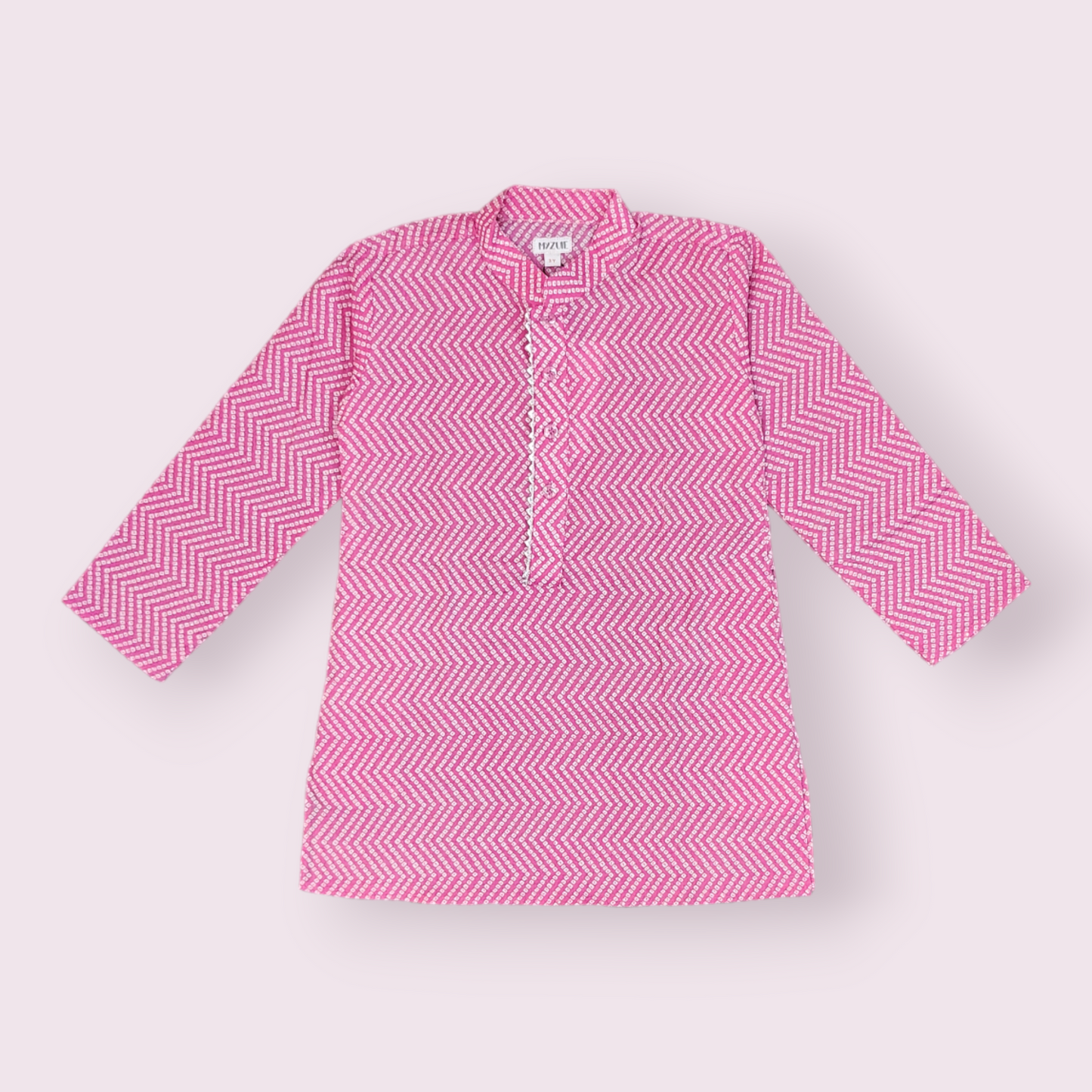 Boys Pink Bandhej Kurta Set