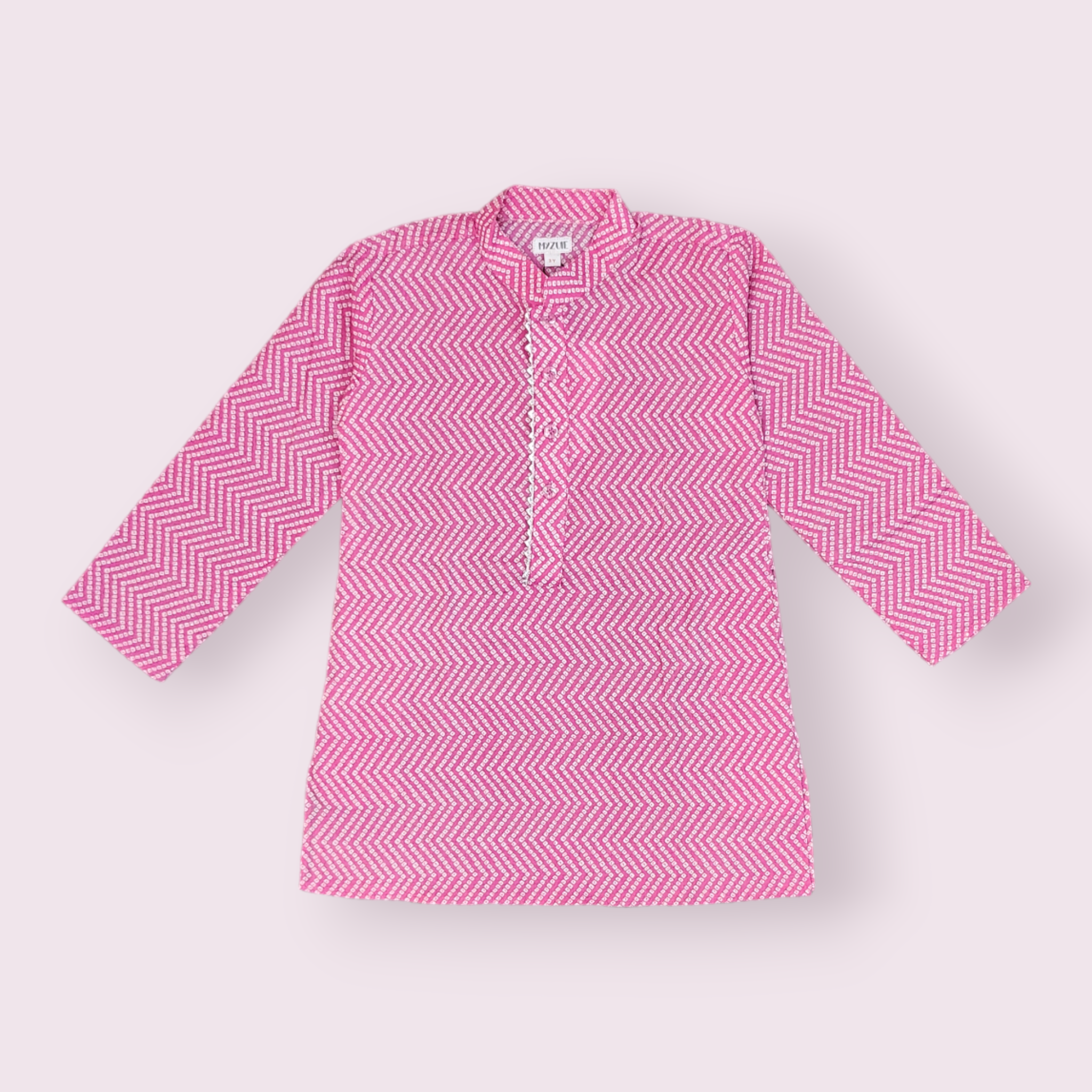 Boys Pink Bandhej Kurta Set