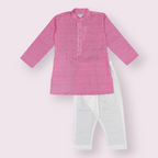 Boys Pink Bandhej Kurta Set