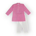 Boys Pink Bandhej Kurta Set