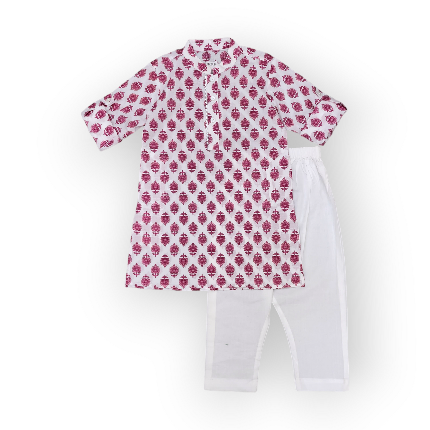 Boys Pink Floral Kurta Set
