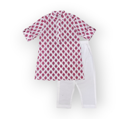 Boys Pink Floral Kurta Set