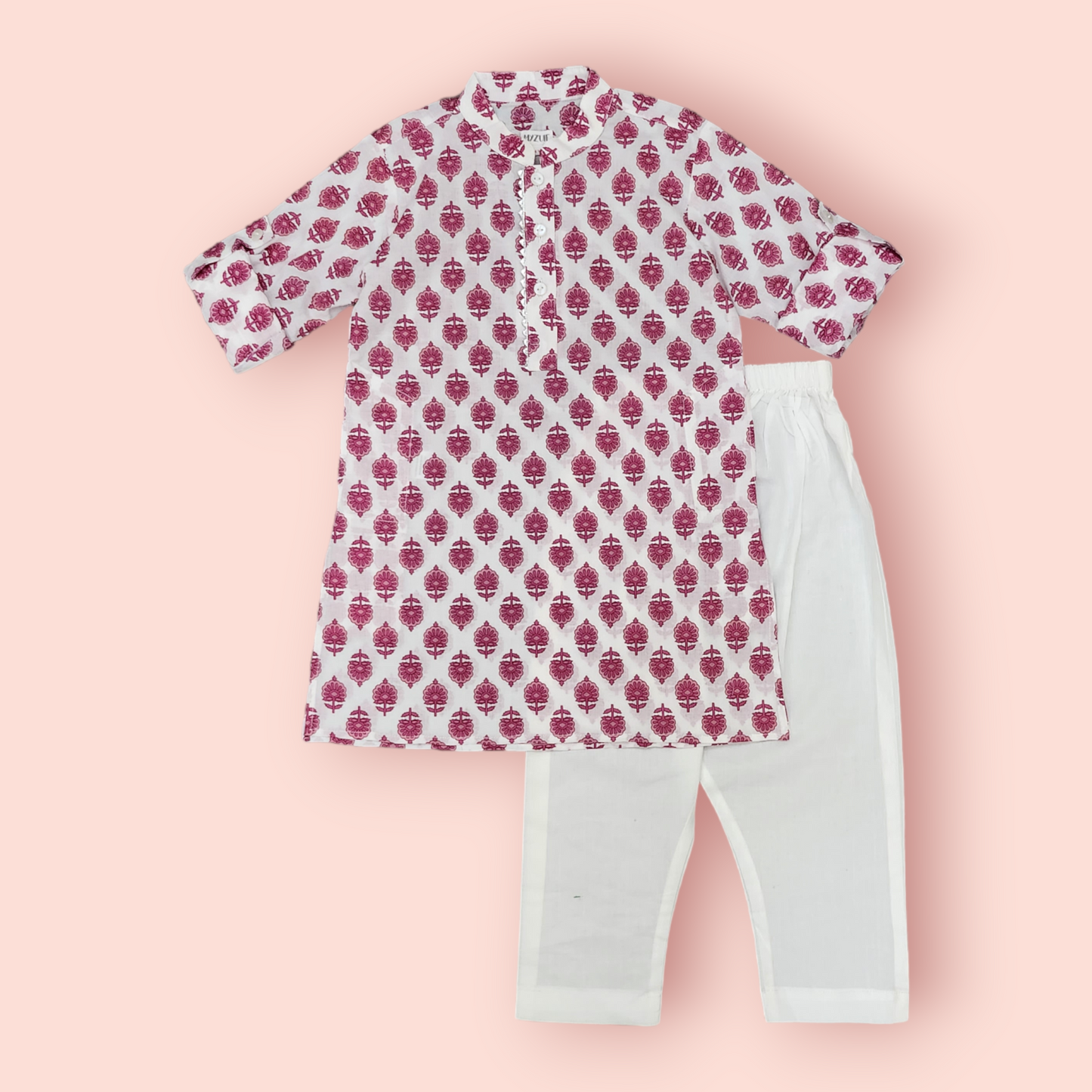 Boys Pink Floral Kurta Set
