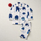 Kids White Snowglobe Flannel Nightsuit
