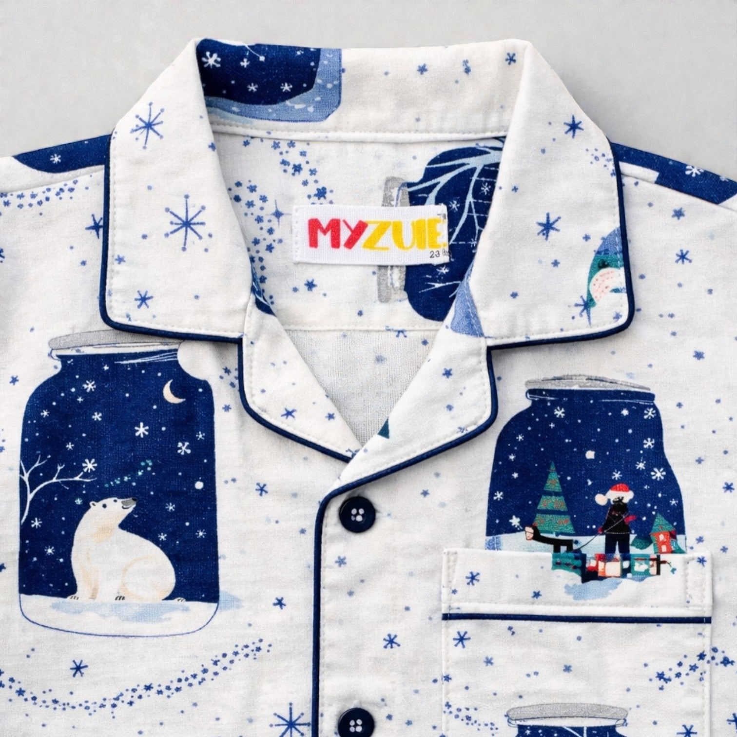 Kids White Snowglobe Flannel Nightsuit