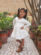 Girls White Tiered Dress