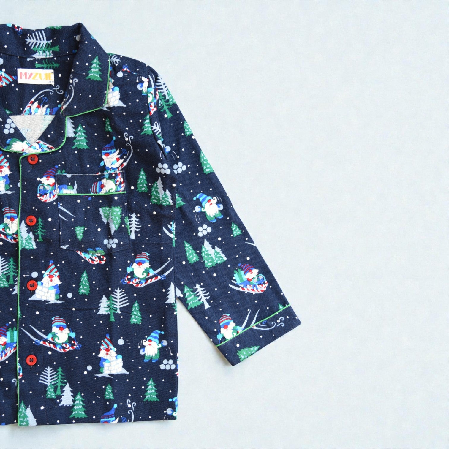 Kids Blue Santa Flannel Nightsuit