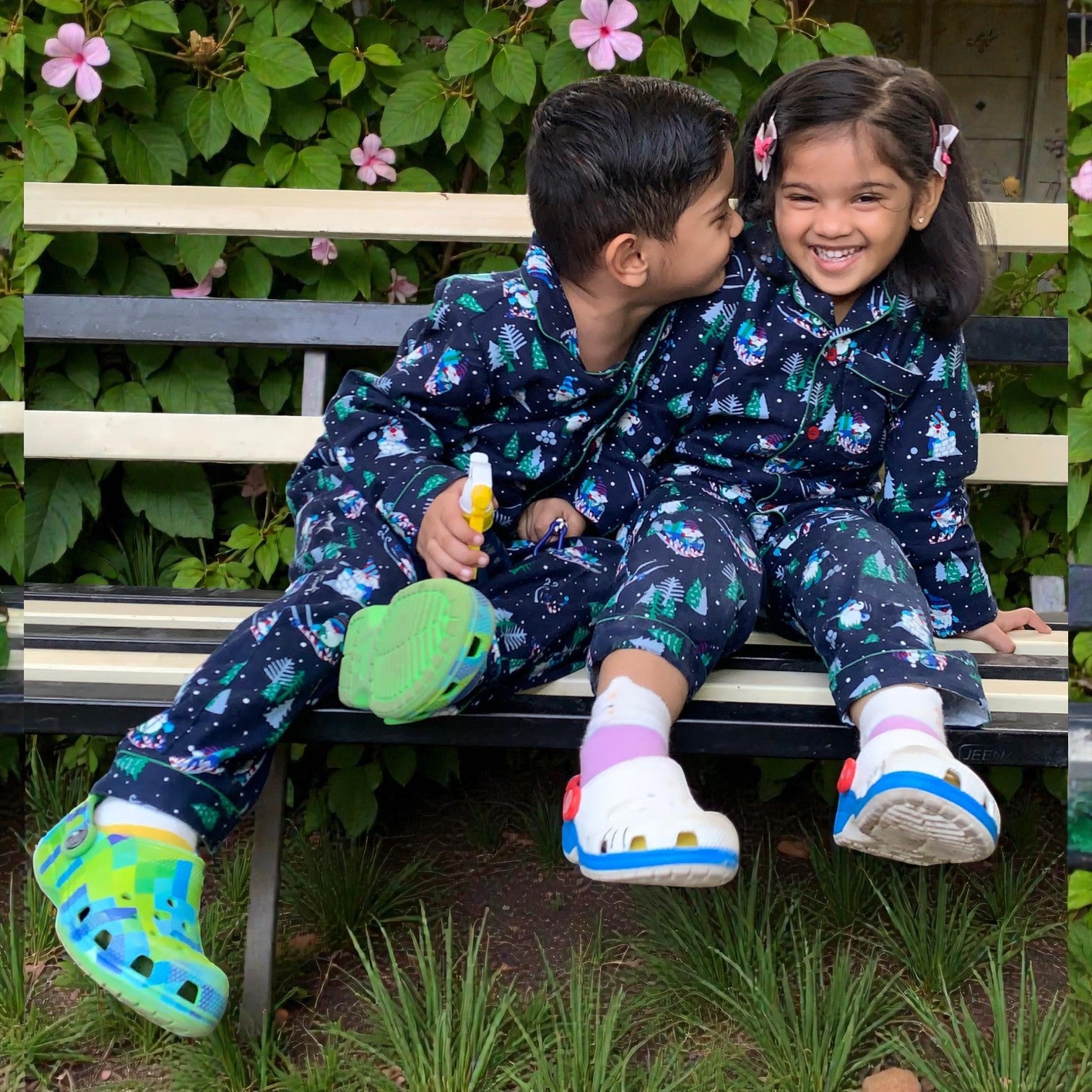 Kids Blue Santa Flannel Nightsuit