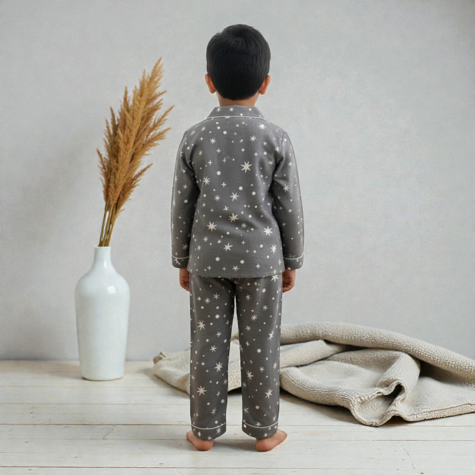 Kids Grey Star Flannel Night suit
