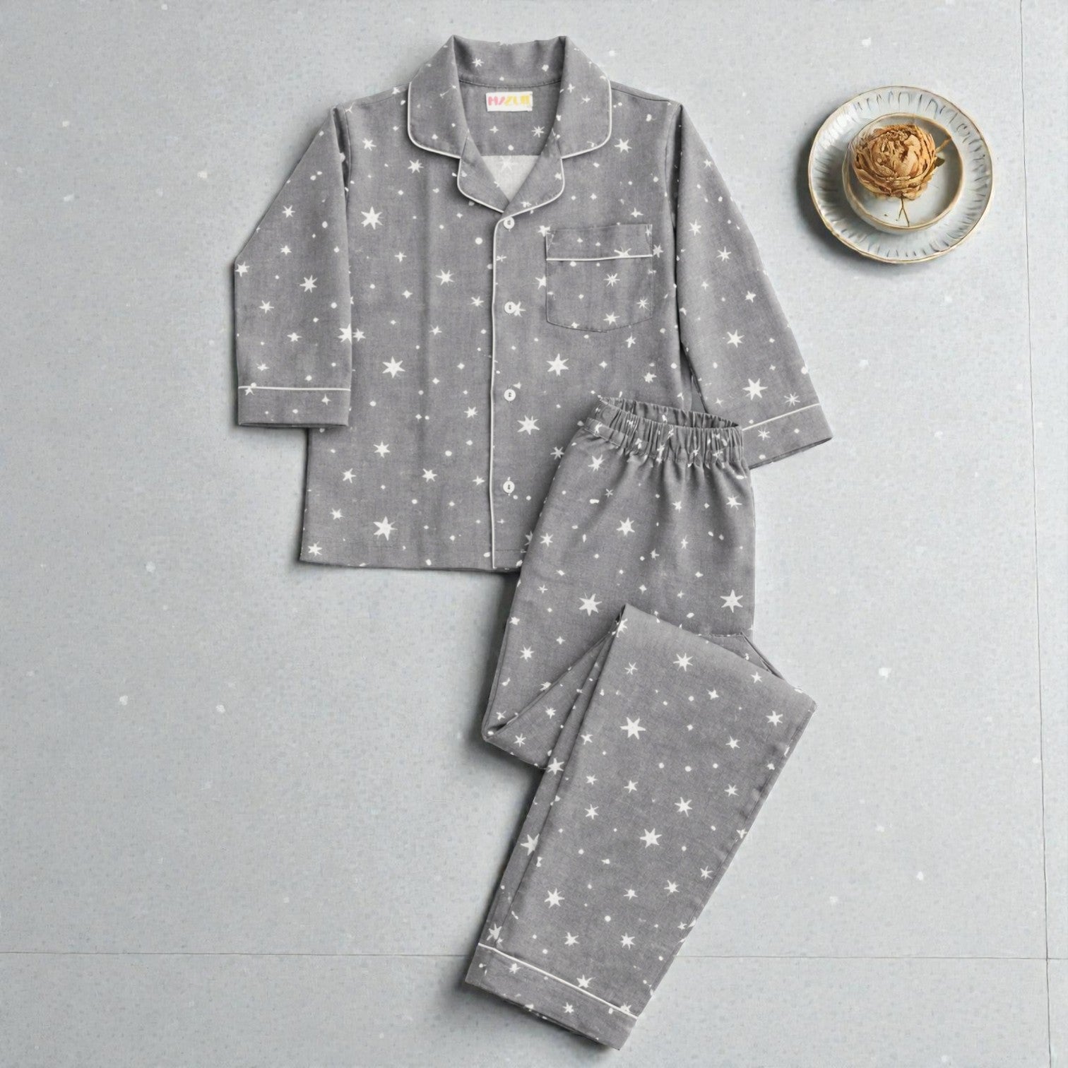 Kids Grey Star Flannel Night suit