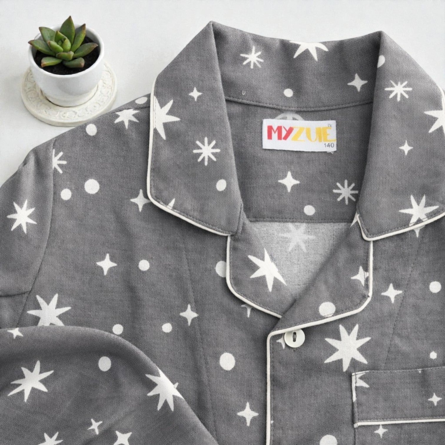 Kids Grey Star Flannel Night suit