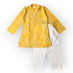 Boys Yellow Leheriya Kurta Set