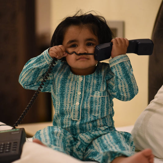 Kids Aqua Shibori Night Suit