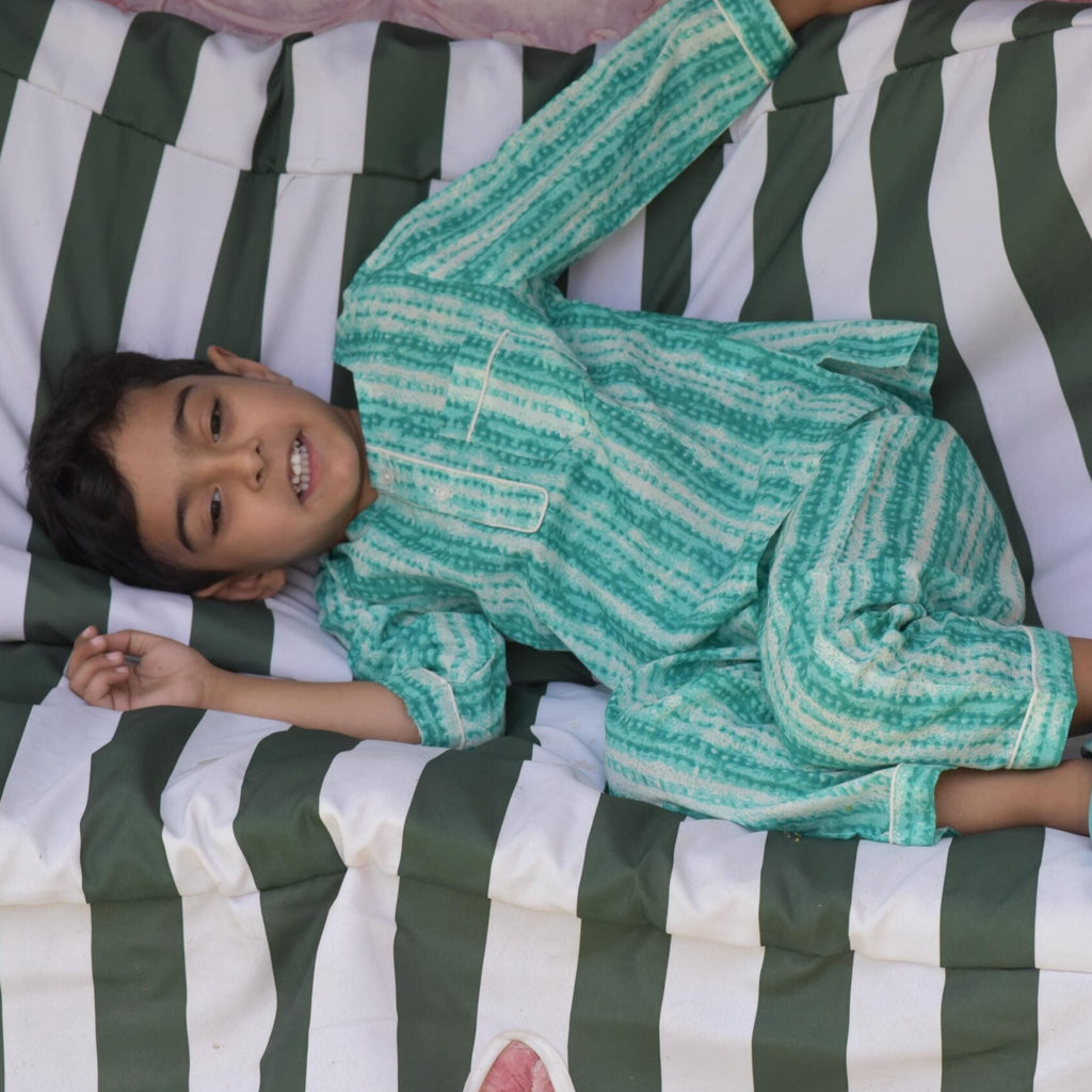 Kids Aqua Shibori Night Suit