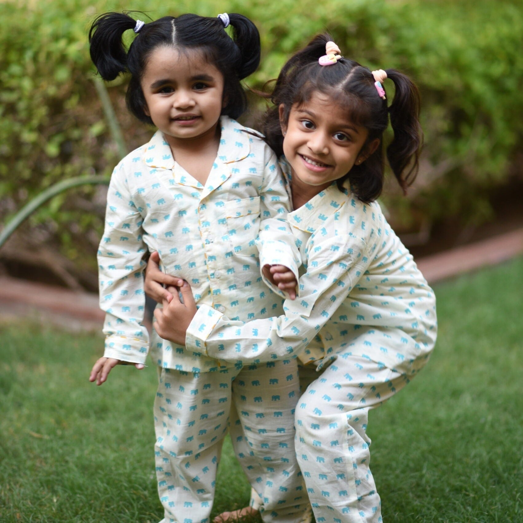 Kids Blue Tiny Elephant Unisex Night Set