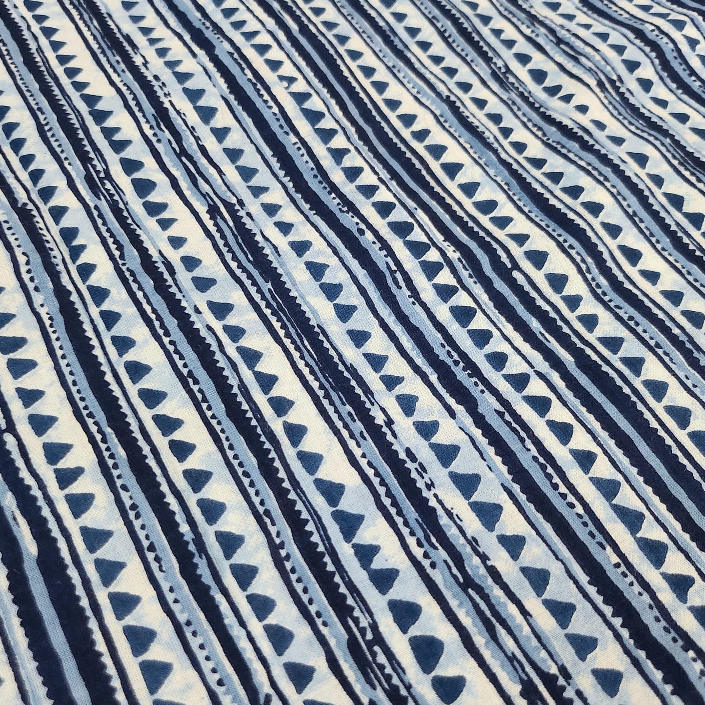 Boys Blue Triangles Full Sleeves Mandarin Collar Shirt