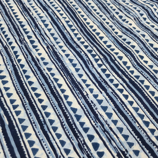 Boys Blue Triangles Full Sleeves Mandarin Collar Shirt