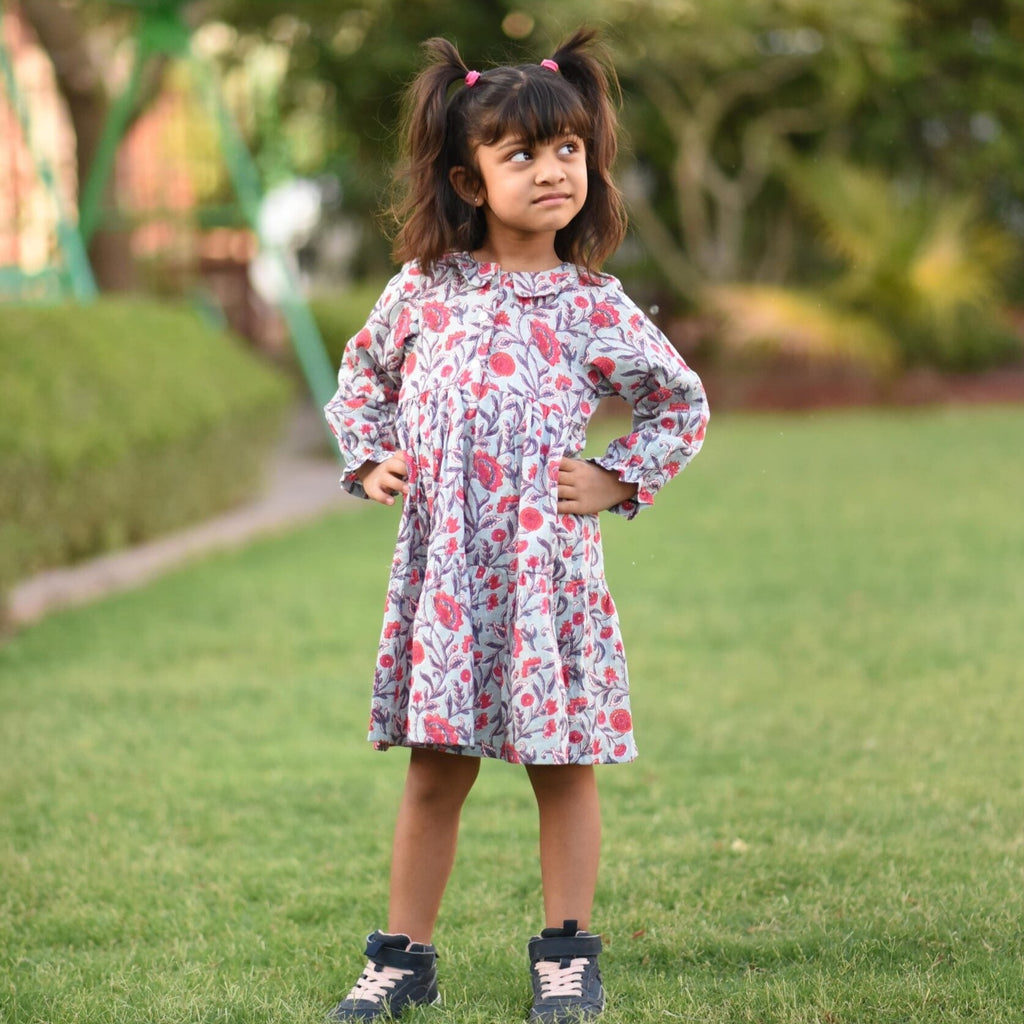 Girls Cadet Grey Two Tiered Dress