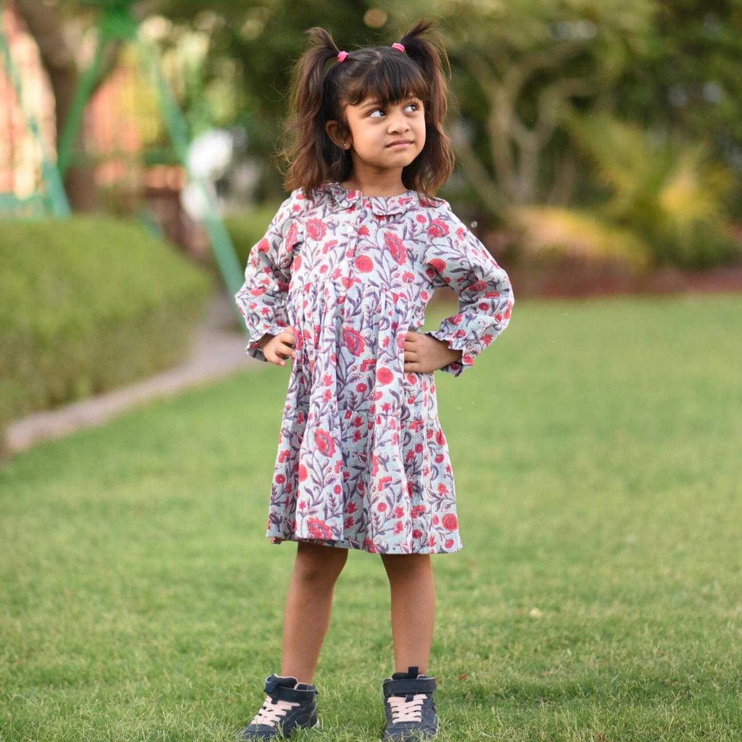 Girls Cadet Grey Two Tiered Dress