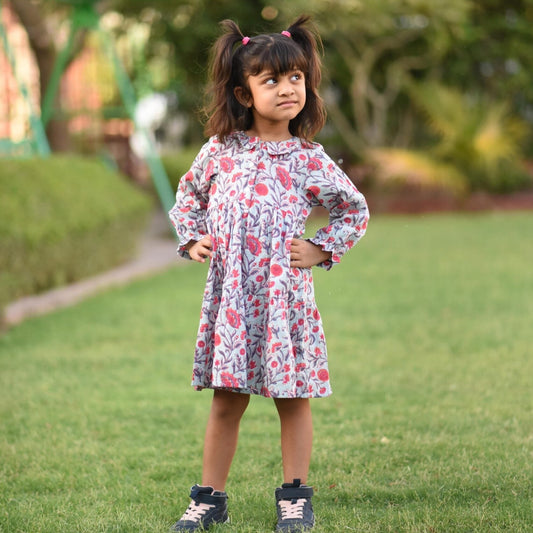 Girls Cadet Grey Two Tiered Dress