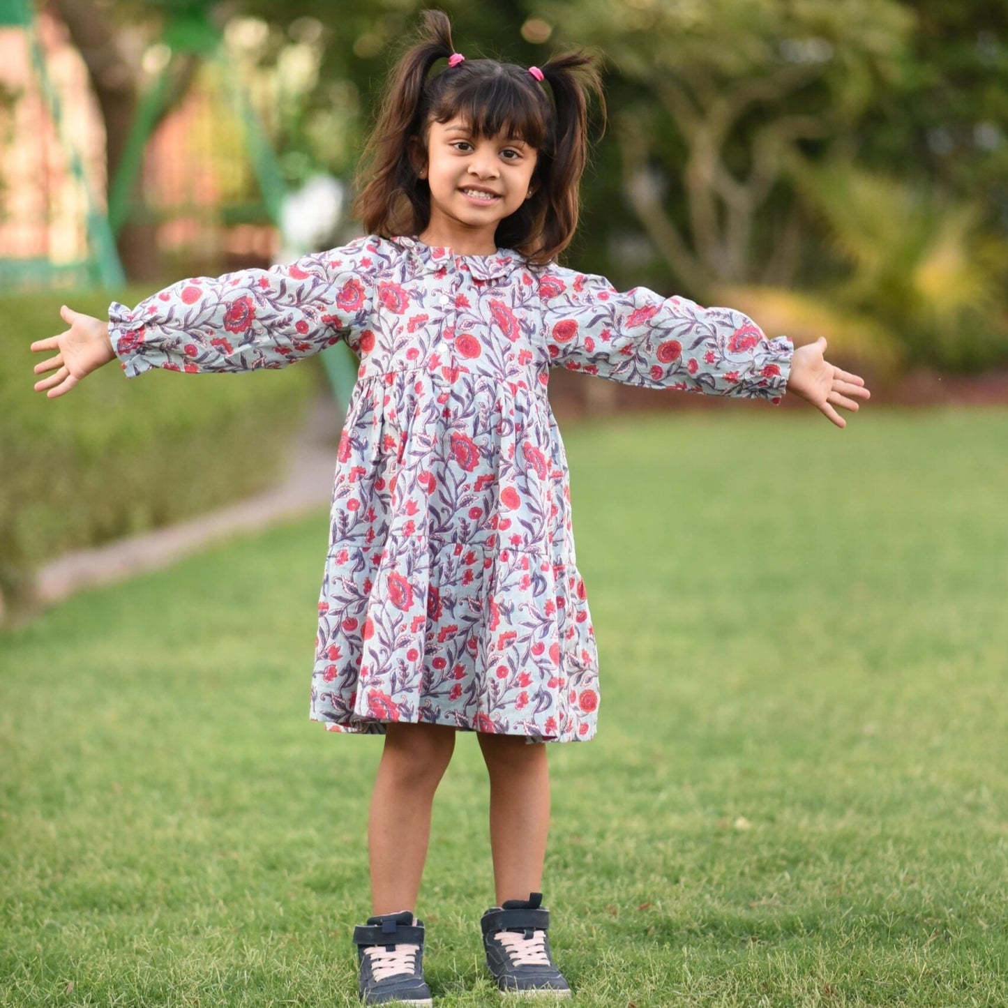 Girls Cadet Grey Two Tiered Dress