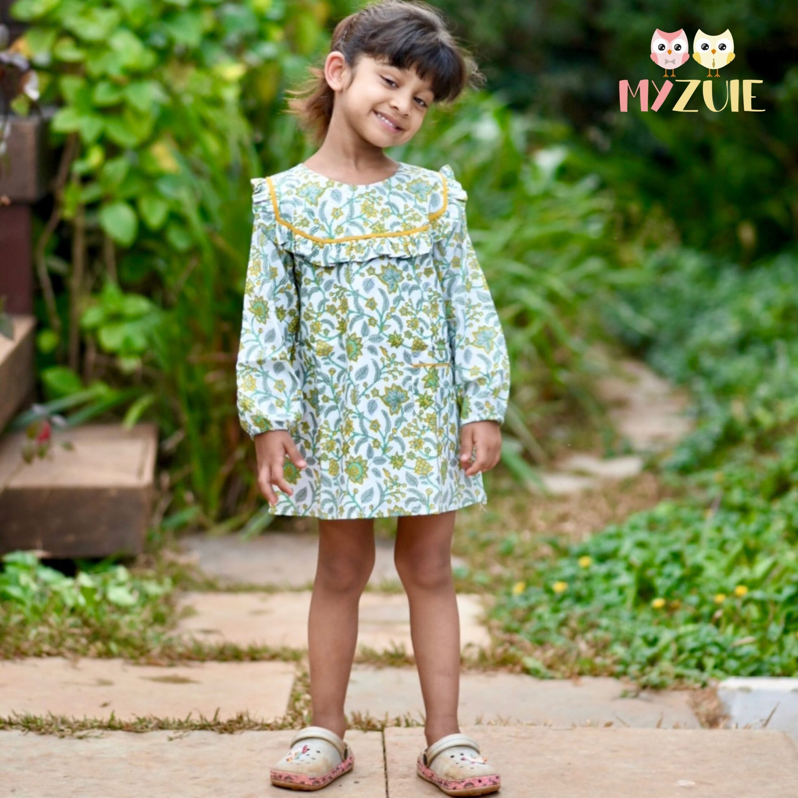 Girls Floral Frill A-Line Dress