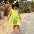 Girls Green Leheriya Slip Dress