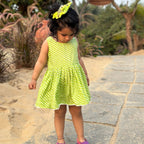 Girls Green Leheriya Slip Dress