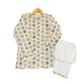 Kids Green Beige Owl Unisex Night Set