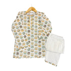 Kids Green Beige Owl Unisex Night Set