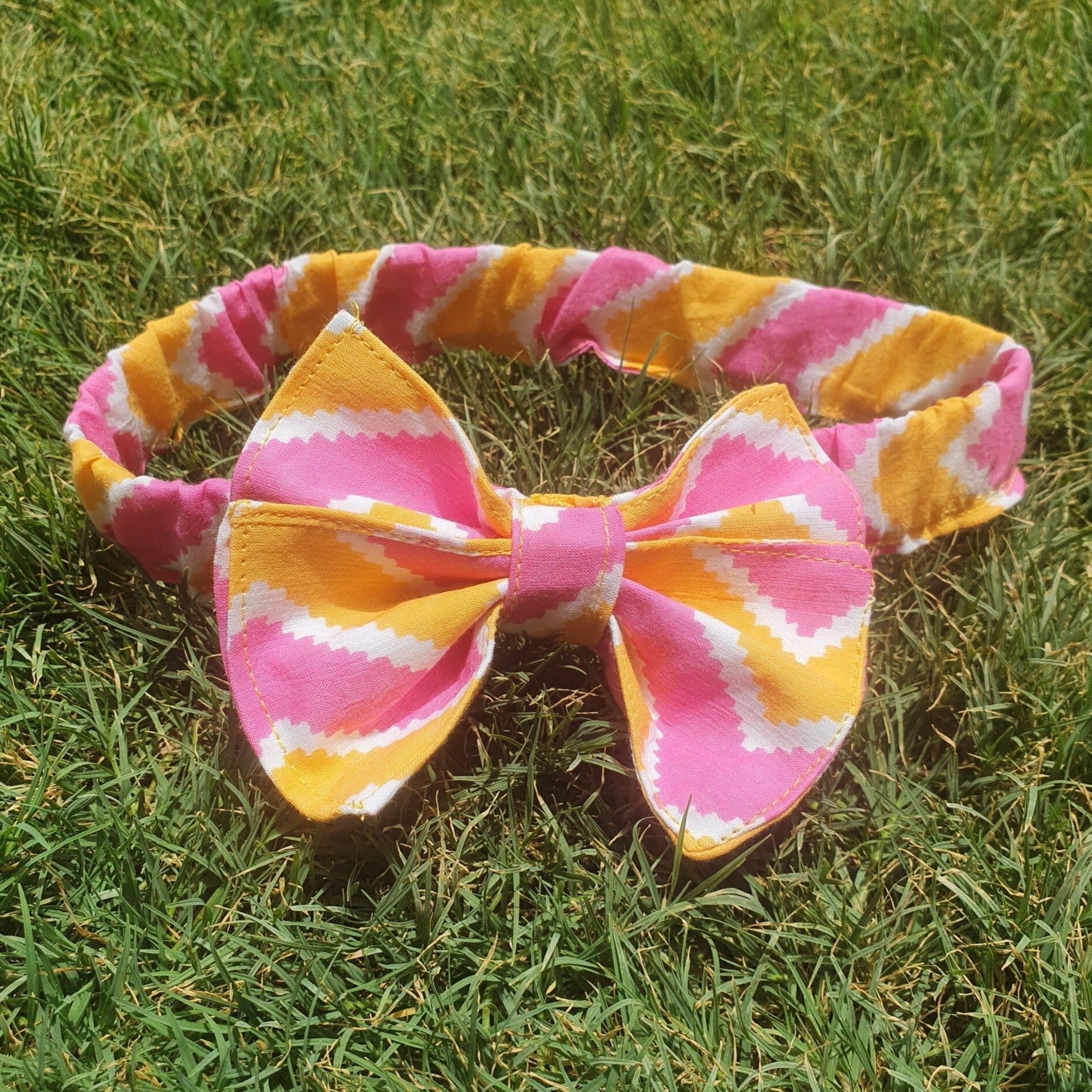 Girls Orange Marigold Bow Hair Band