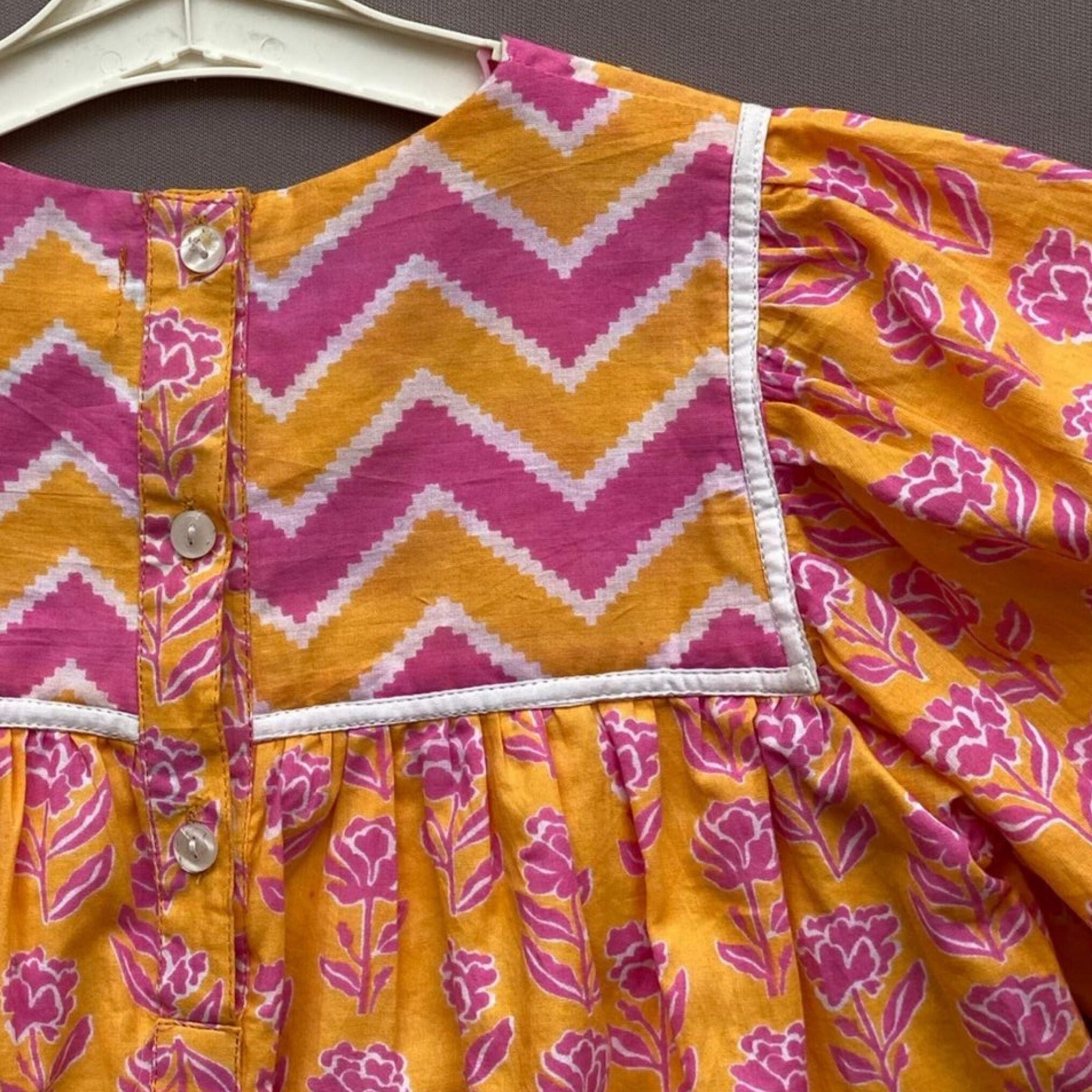 Girls Orange Marigold Over-sized Dress