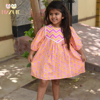 Girls Orange Marigold Over-sized Dress