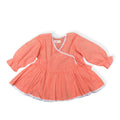Girls Peach Slub Angrakha Top