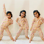 Kids Pink Yellow Owl Night Suit