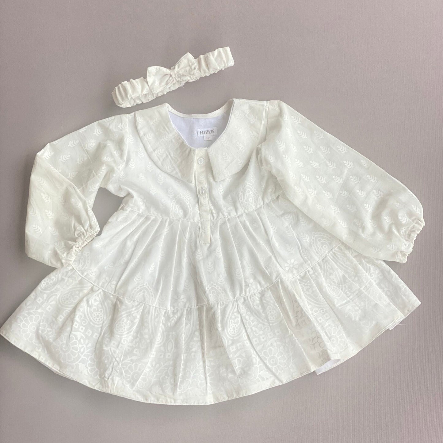 Girls White Tiered Dress