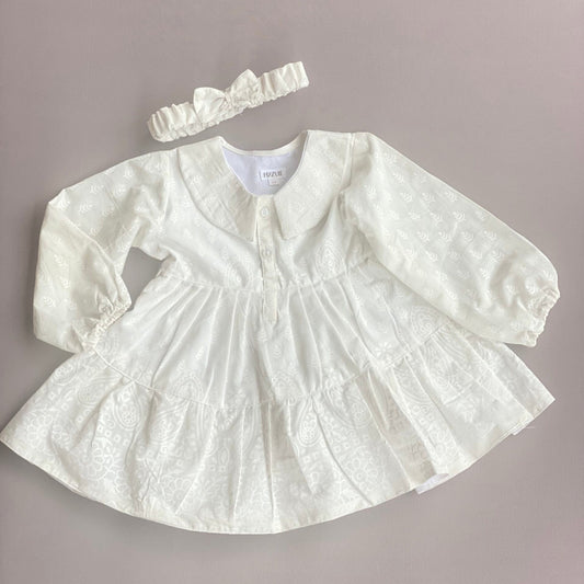 Girls White Tiered Dress
