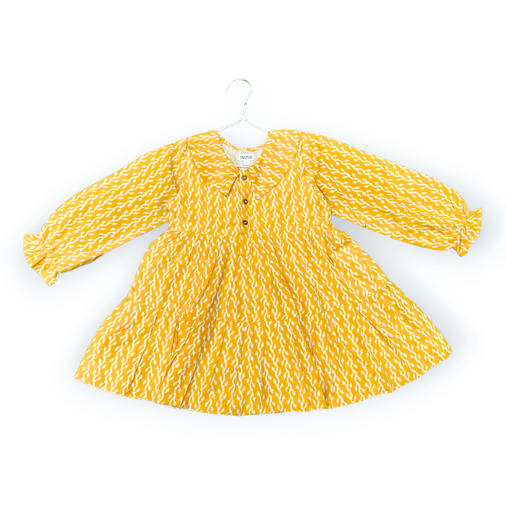 Girls Yellow Creeper Tiered Dress
