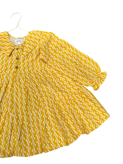 Girls Yellow Creeper Tiered Dress