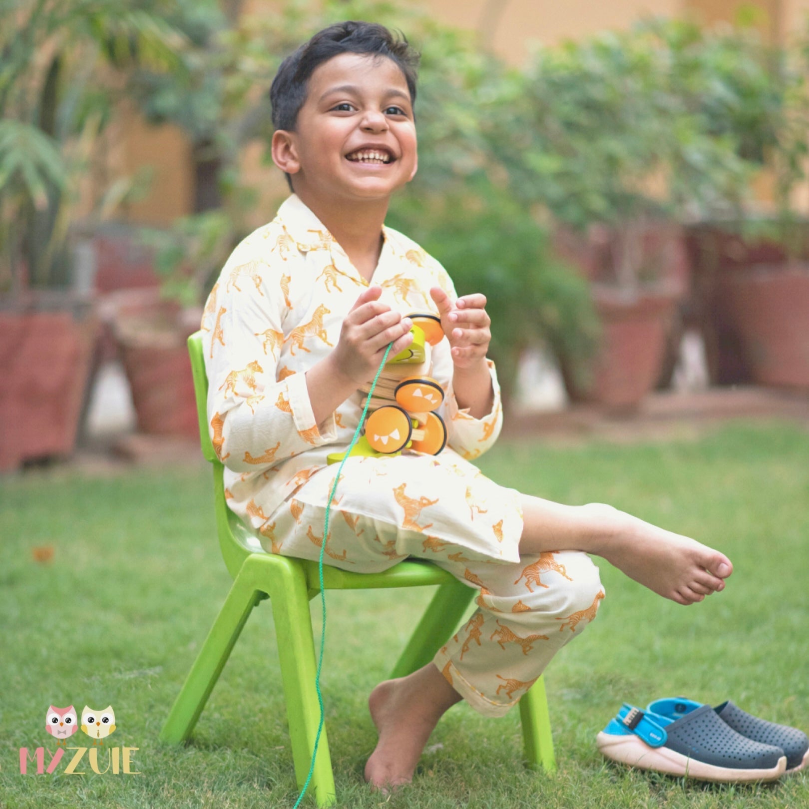 Kids Yellow Zebra Night Suit