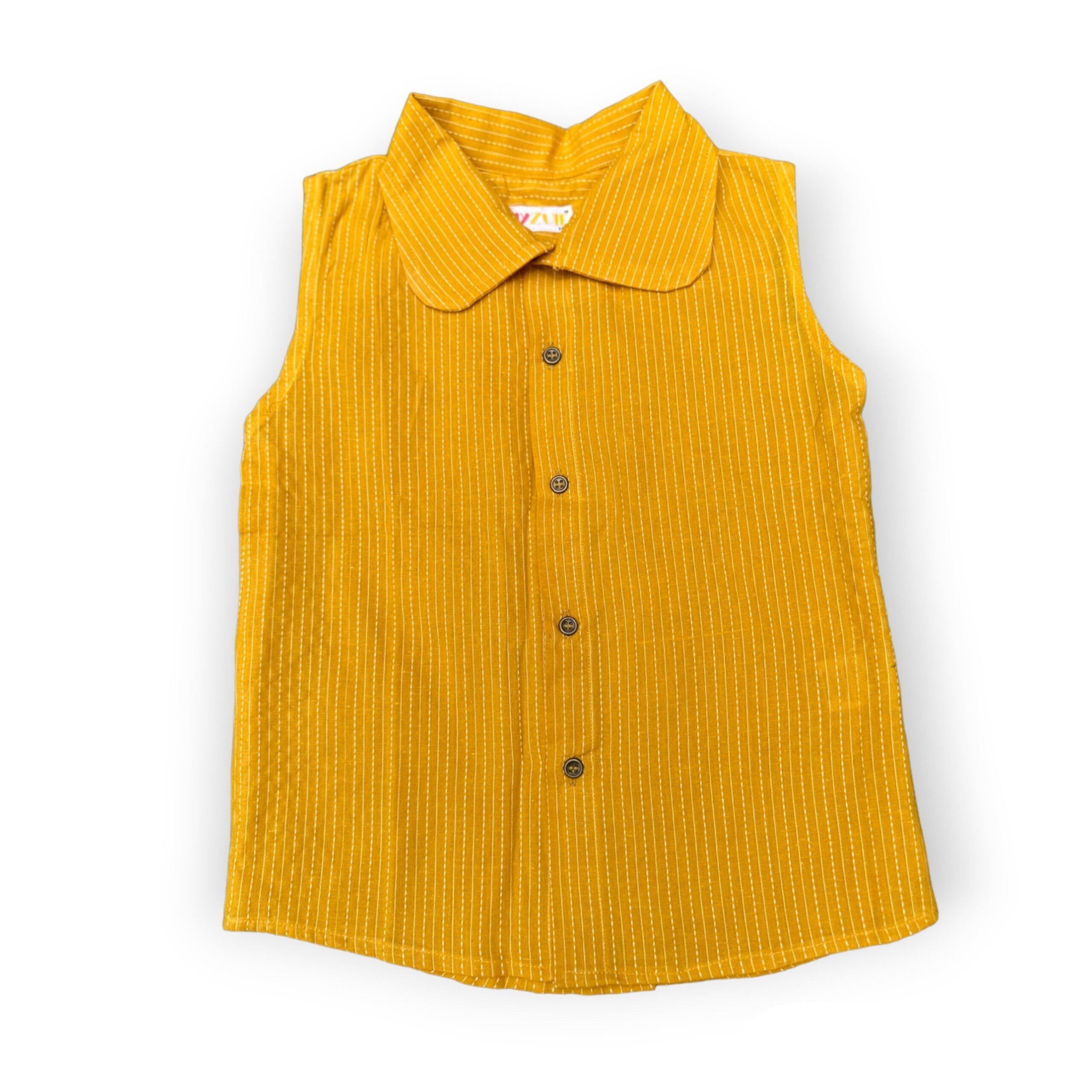 Girls Mustard Kantha Shirt